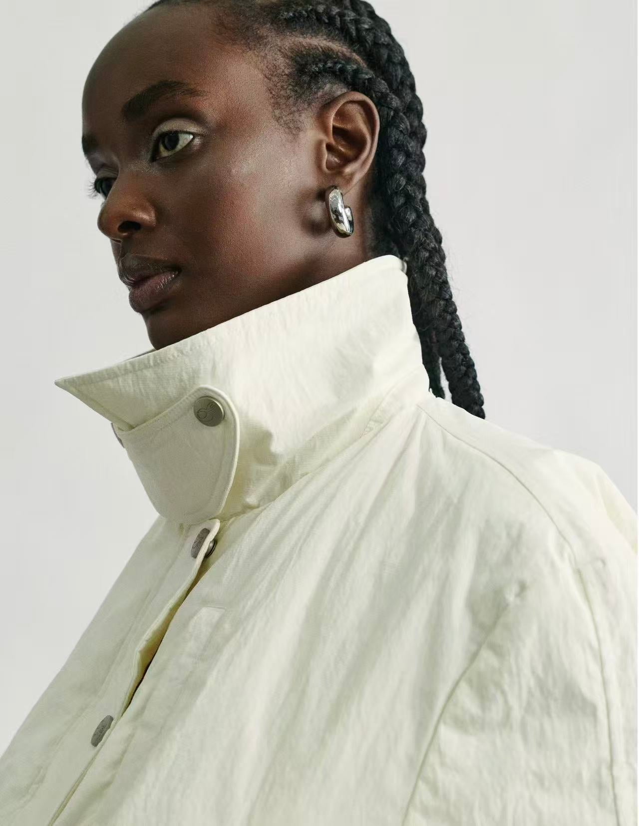 Stand-Collar Cinched Puffer Jacket