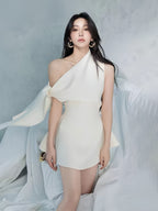 Asymmetric Sculpted A-Line Mini Dress