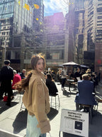 Double-Breasted Stand-Collar Cropped Trench Jacket