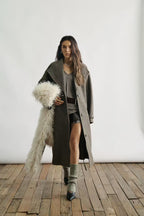 Structured Wool Lapel Long Coat