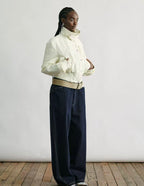 Stand-Collar Cinched Puffer Jacket