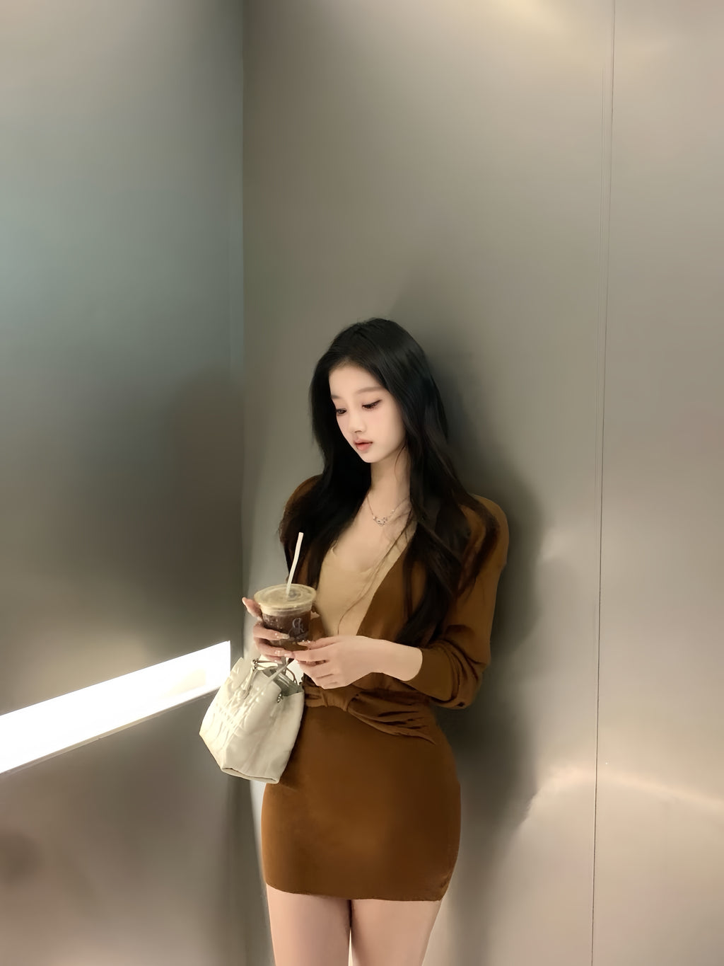 Off-Shoulder Knit Bodycon Dress