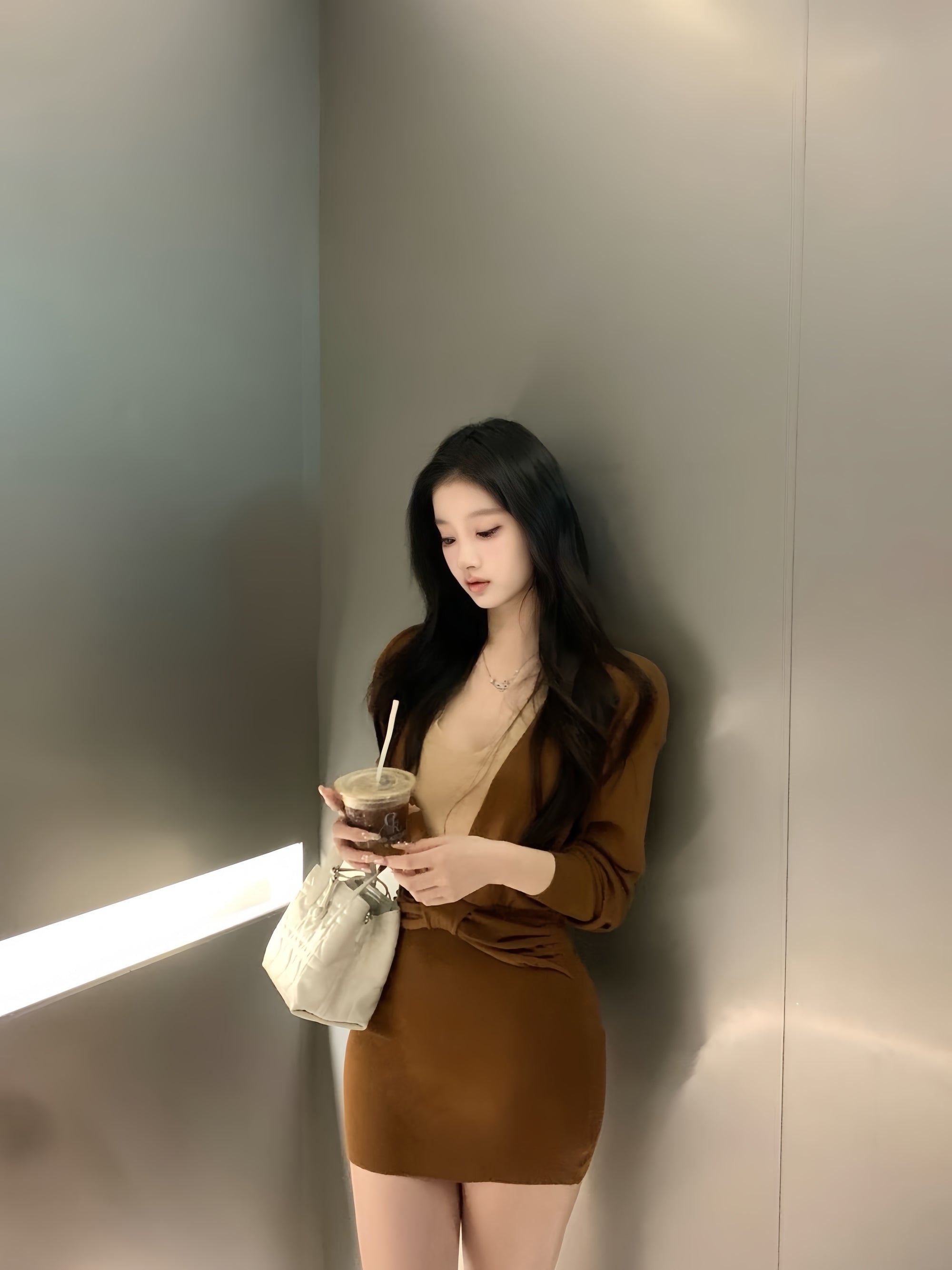 Off-Shoulder Knit Bodycon Dress