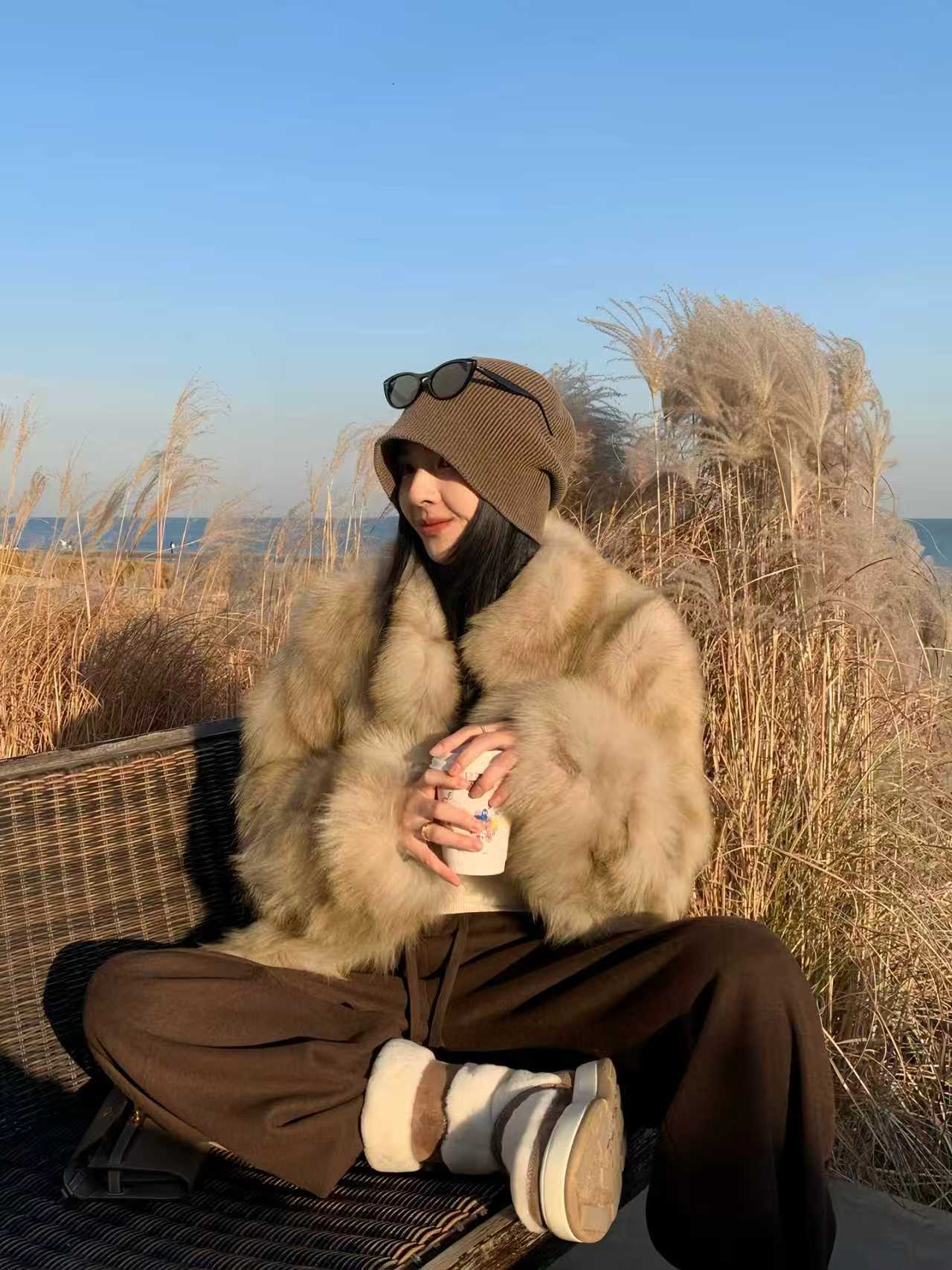 Fox Fur Coat Short Luxury Style - Velanocta