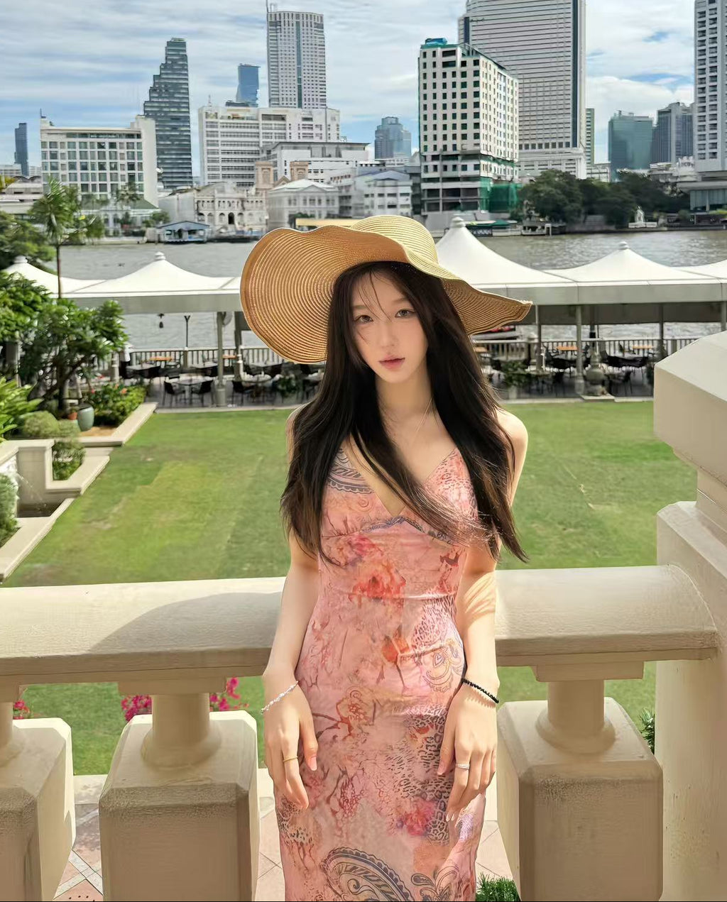 Printed Halter Neck Backless Maxi Dress