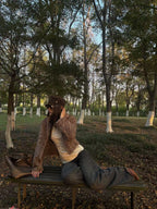 Velvet-Feel Faux Rabbit Fur Jacket