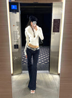 Faux-Fur Collar Fitted Knit Top