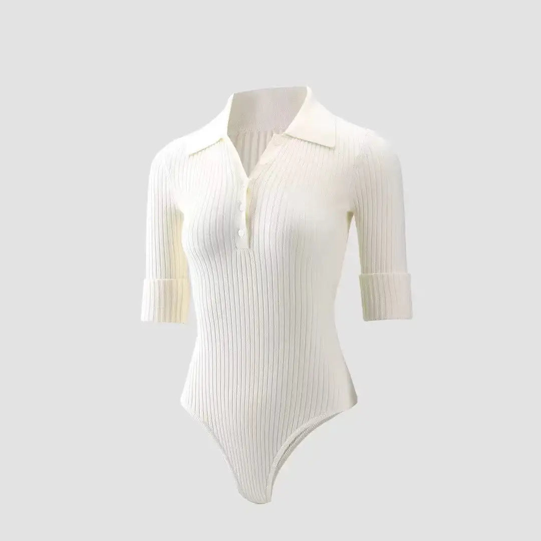 Ribbed Polo & Knit Skirt Stylish Outfit - Velanocta