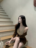 Off-Shoulder Knit Bodycon Dress