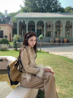 Soft Wool & Raccoon Fur Trim Knit Cardigan