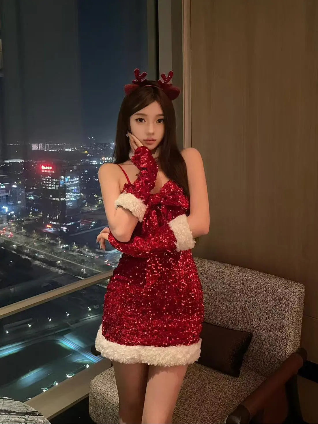 Christmas Sparkling Sequin Dress - Velanocta