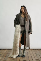 Structured Wool Lapel Long Coat