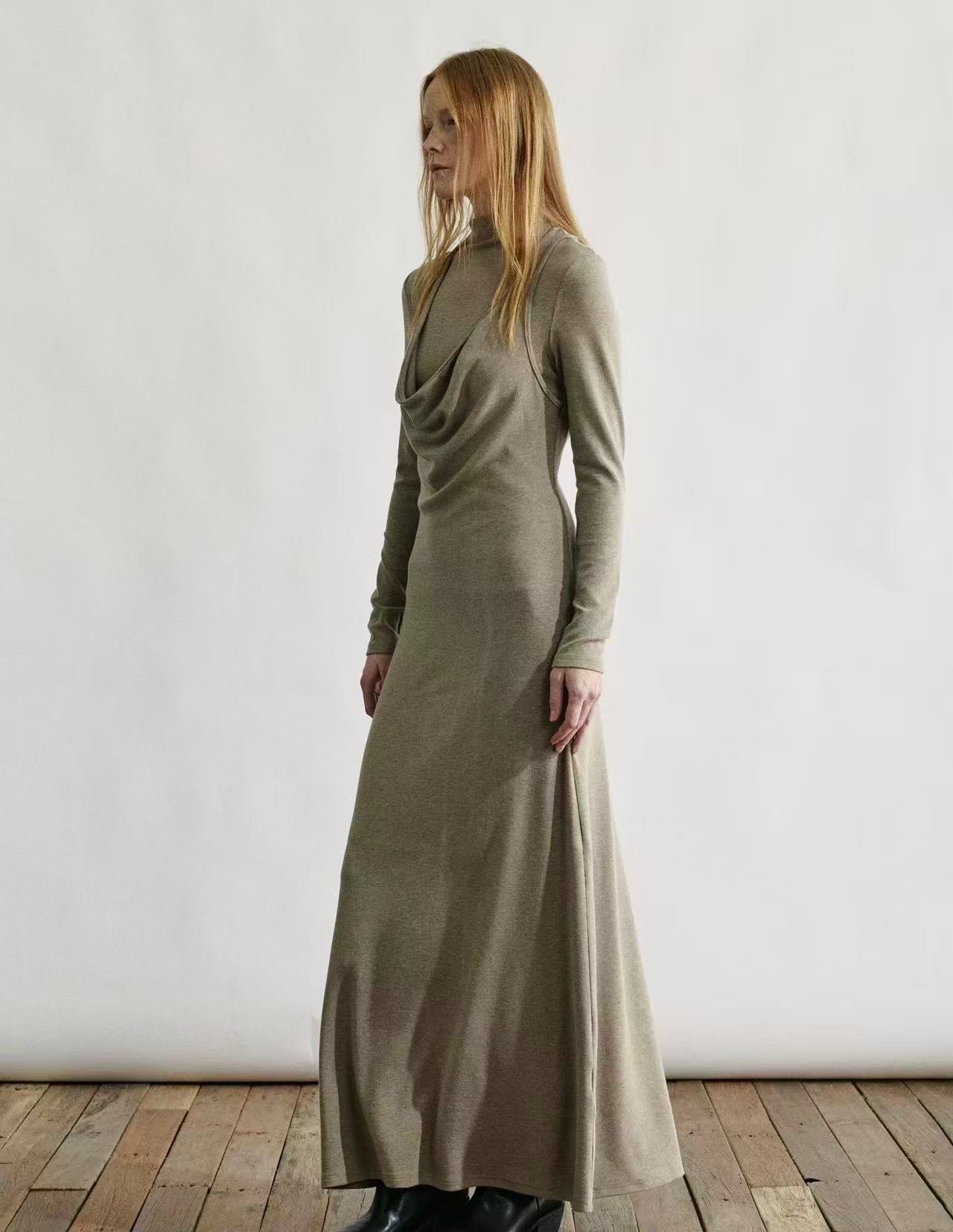 Double-Layer Effect Soft Knit Dress