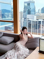 Textured Knit & Layered Chiffon Maxi Dress