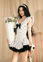 Polka-Dot Ruffle Mini Dress