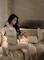 Short Faux Fur Stand-Collar Jacket