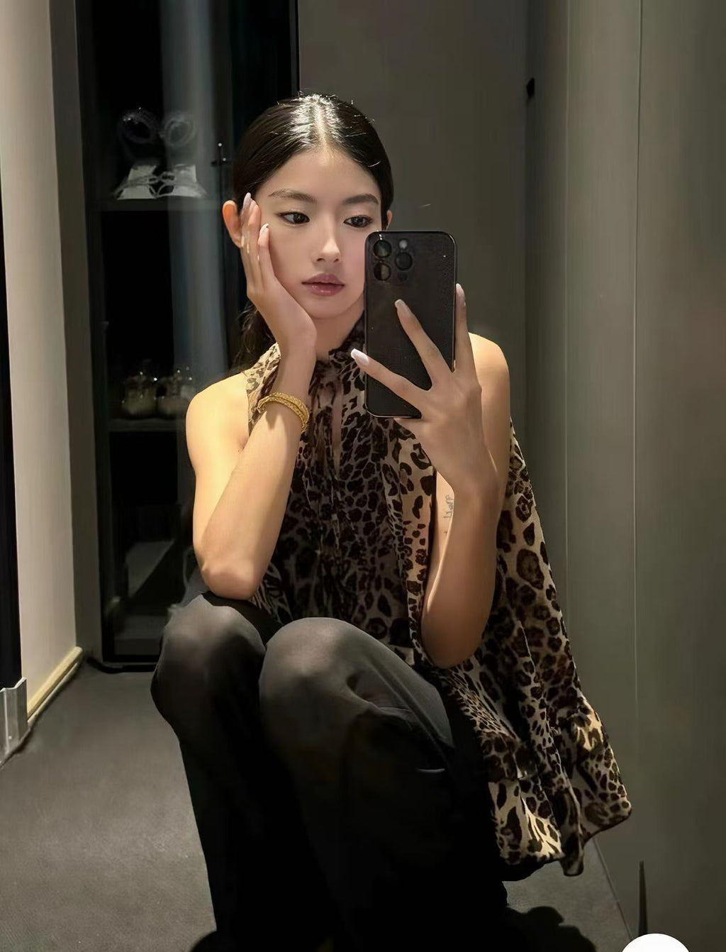 Leopard Print Ruffle Halter Top