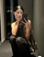 Leopard Print Ruffle Halter Top