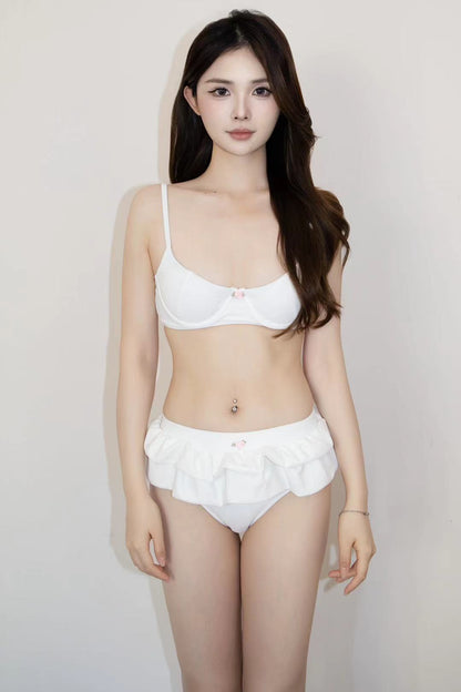 Snow Petal Ruffle Bikini Set