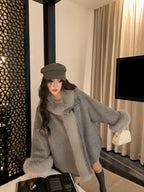 Fox Fur Trim Wool Cape Coat