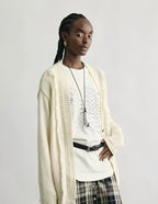Openwork Fringe Paper-Yarn Cardigan