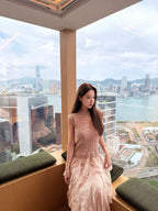 Textured Knit & Layered Chiffon Maxi Dress