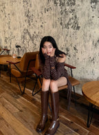 Striped Asymmetrical Shoulder Top & Wrap Shorts Set