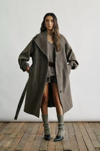 Structured Wool Lapel Long Coat