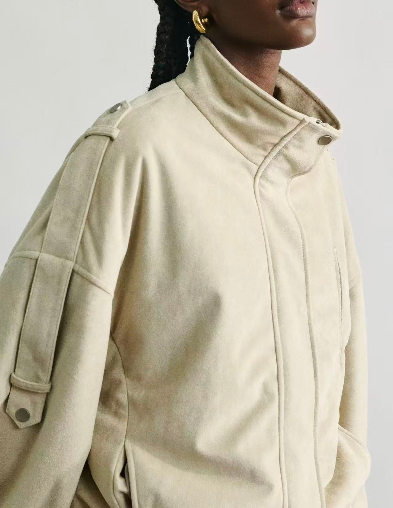Suede Shield Drawstring Jacket