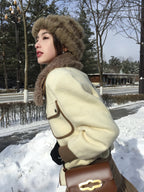 Faux Fur Collar Cropped Jacket