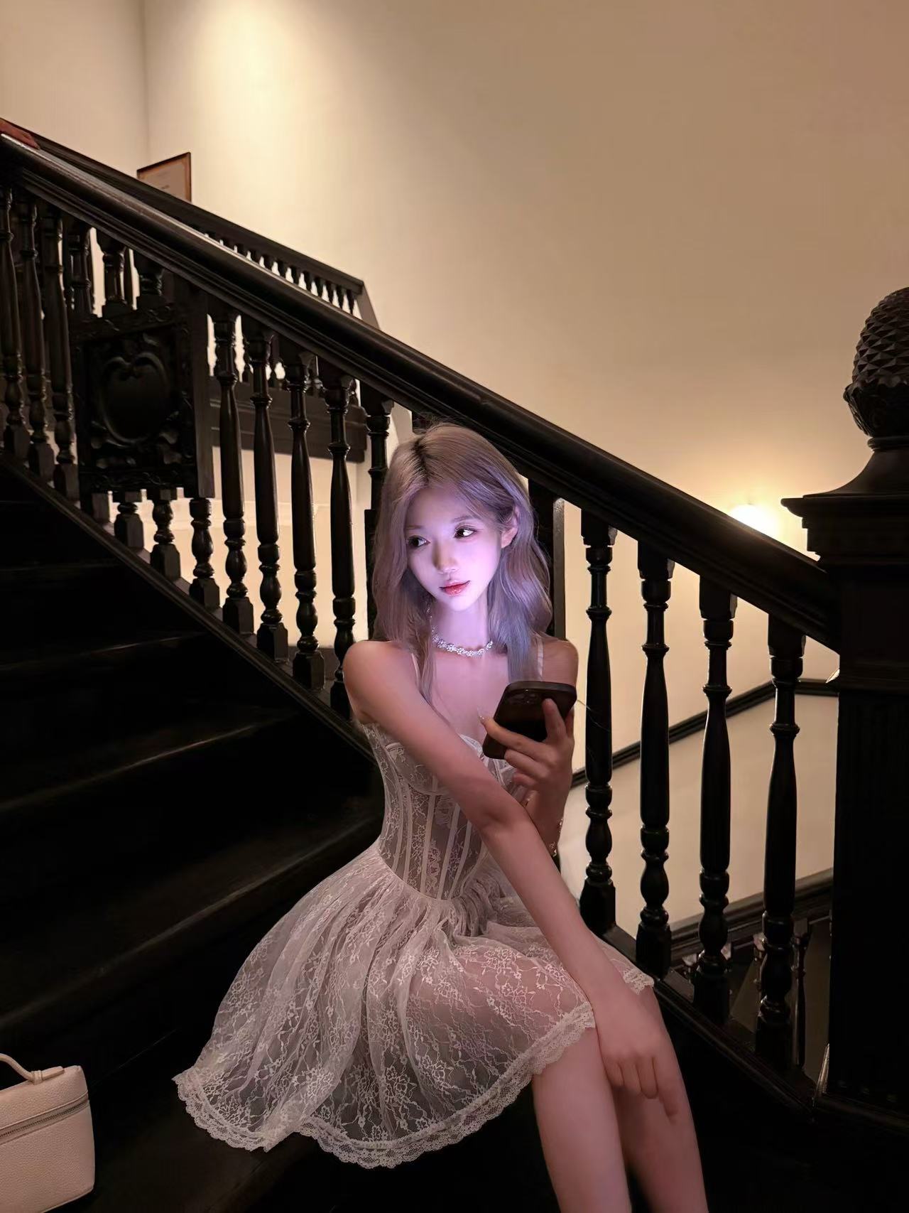 Ivory Lace Corset Midi Dress