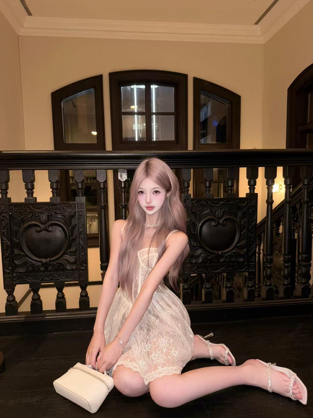 Ivory Lace Corset Midi Dress