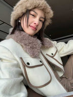 Faux Fur Collar Cropped Jacket