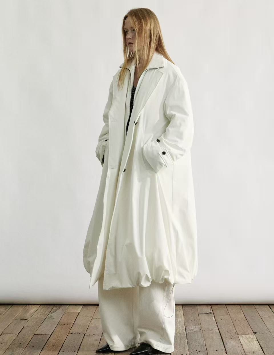 Faux-Layered Long Down Coat