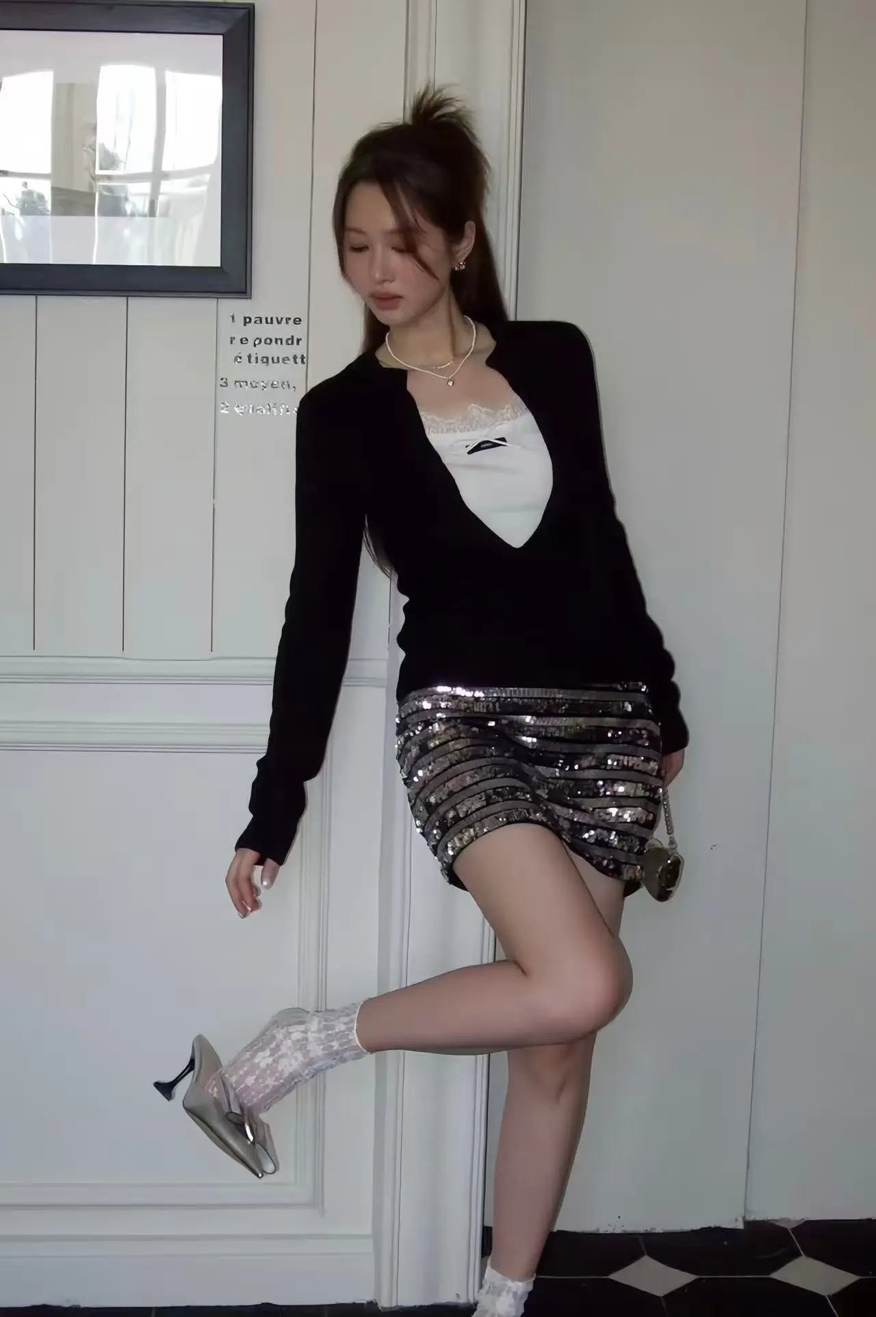 Two-Layer Illusion Knit Top - Velanocta