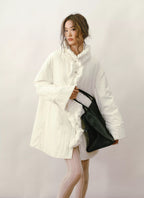 Detachable Ruffled High-Neck Down Shirt