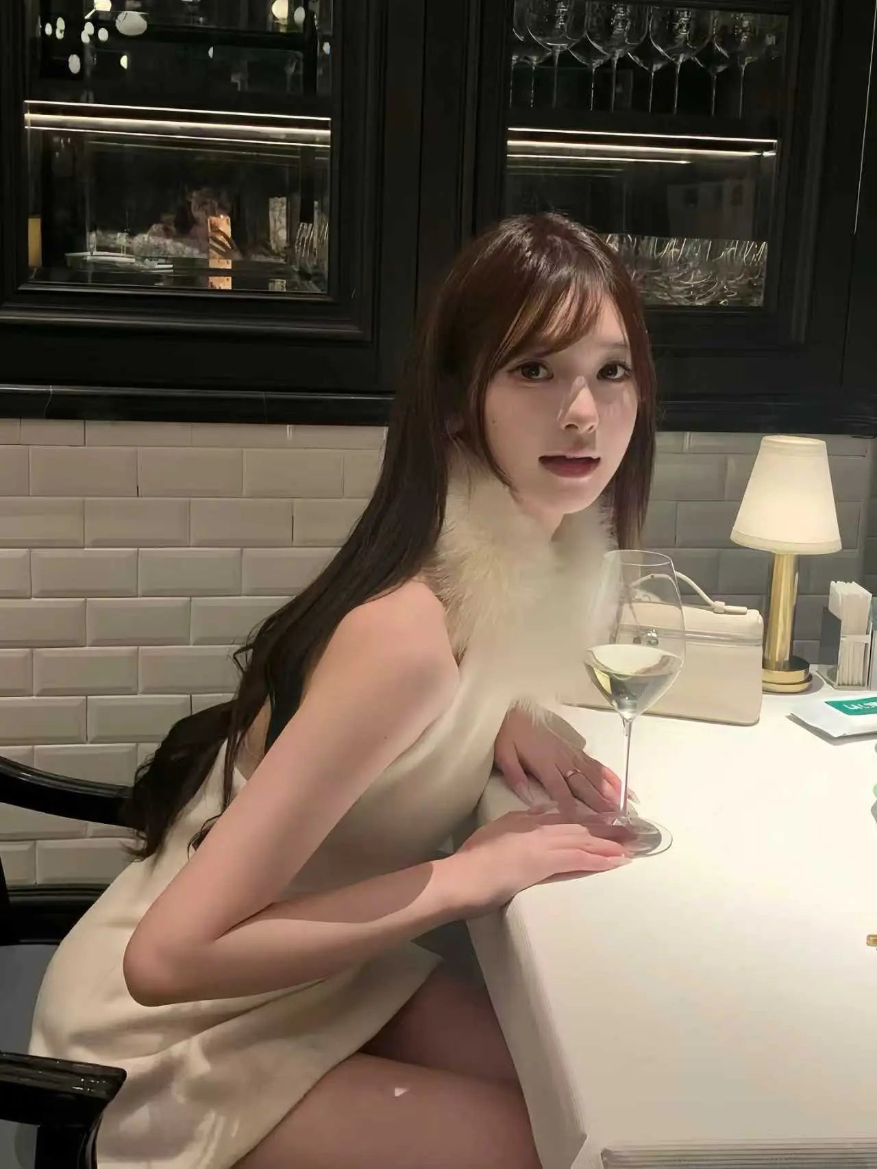 Faux Fur Dress Halter Mini - Velanocta