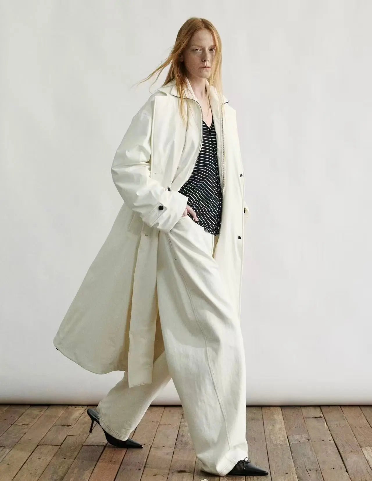 Faux-Layered Long Down Coat - Velanocta