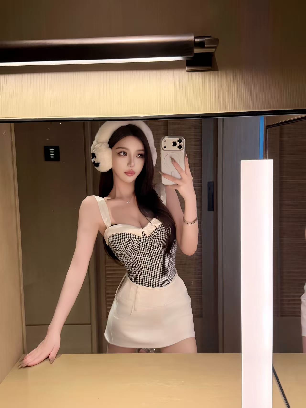 French Houndstooth Bustier Top