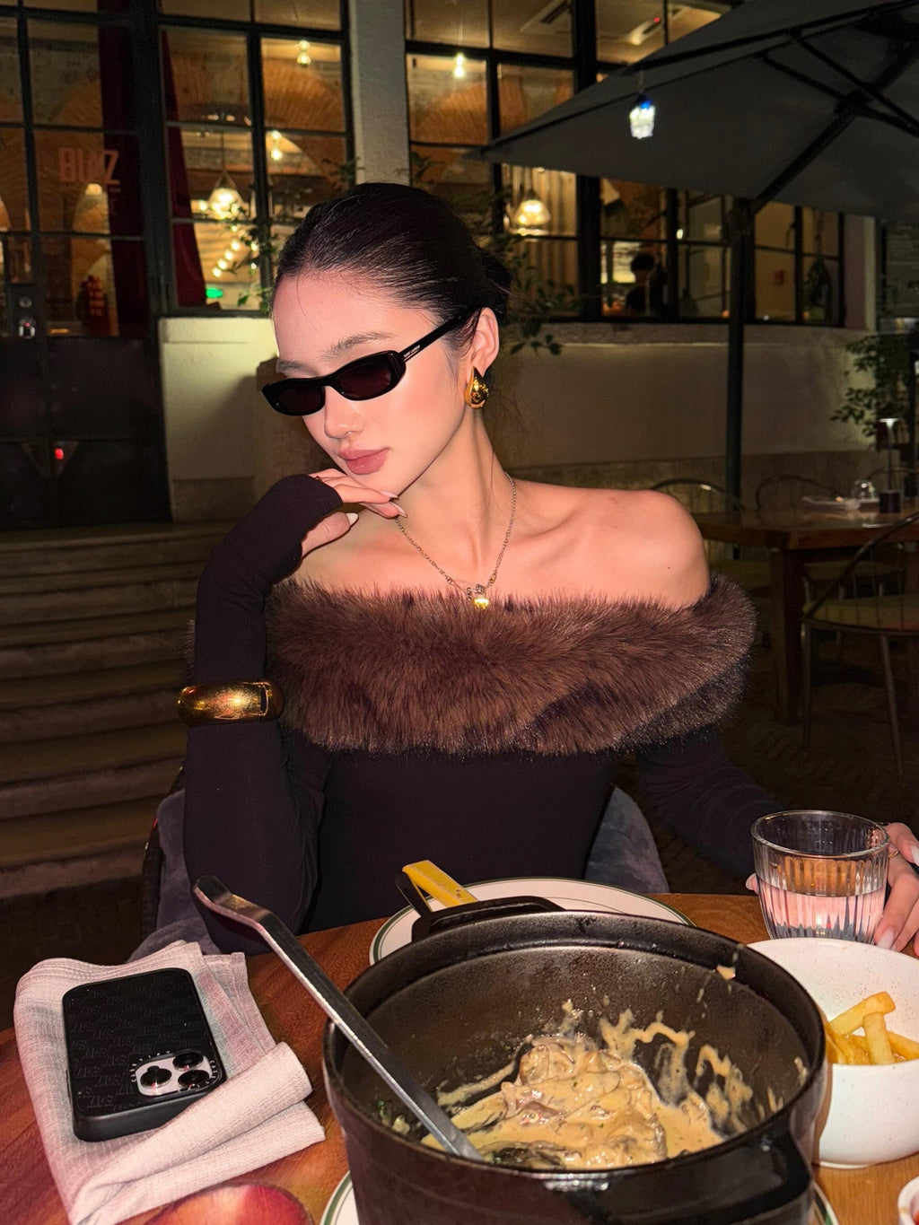 Shibuya Fuzzy Off-Shoulder Slim Tee