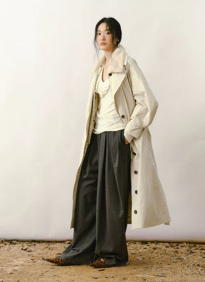 Faux Double-Layer Down Belted Coat