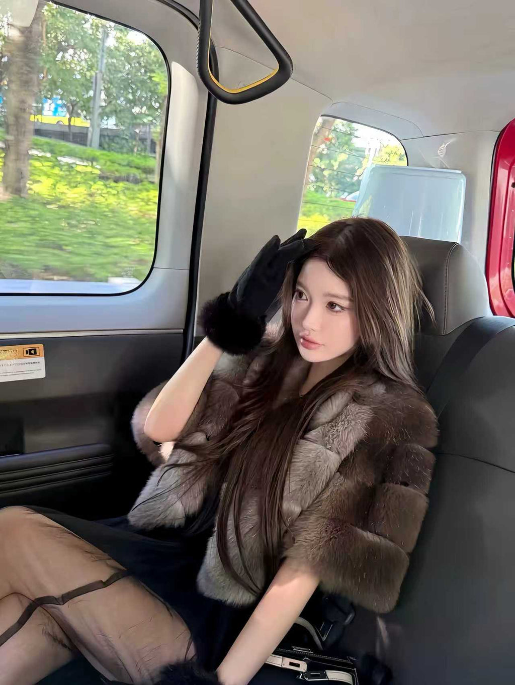 Short-Sleeve Faux Fur Cropped Jacket