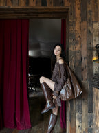 Striped Asymmetrical Shoulder Top & Wrap Shorts Set