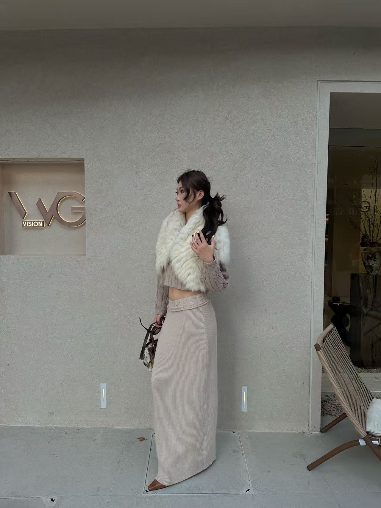 Foxfur Relaxed Drop-Shoulder Vest