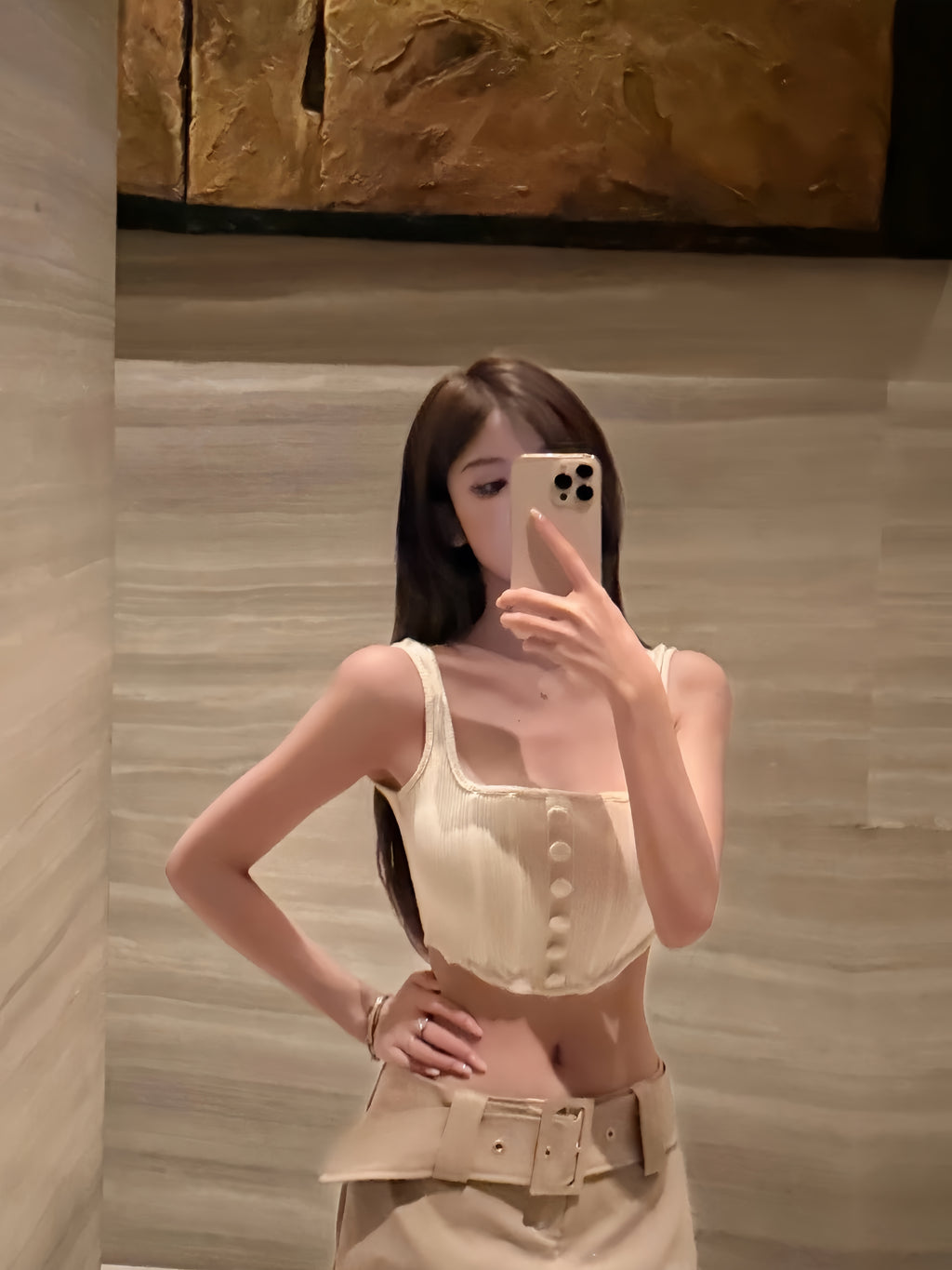 Faux Fur Trim Cropped Two-Piece Top