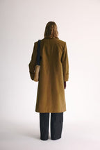 Brown Suede Notched-Lapel Long Coat