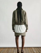 Cropped Houndstooth Jacket with Contrast Faux-Leather Collar