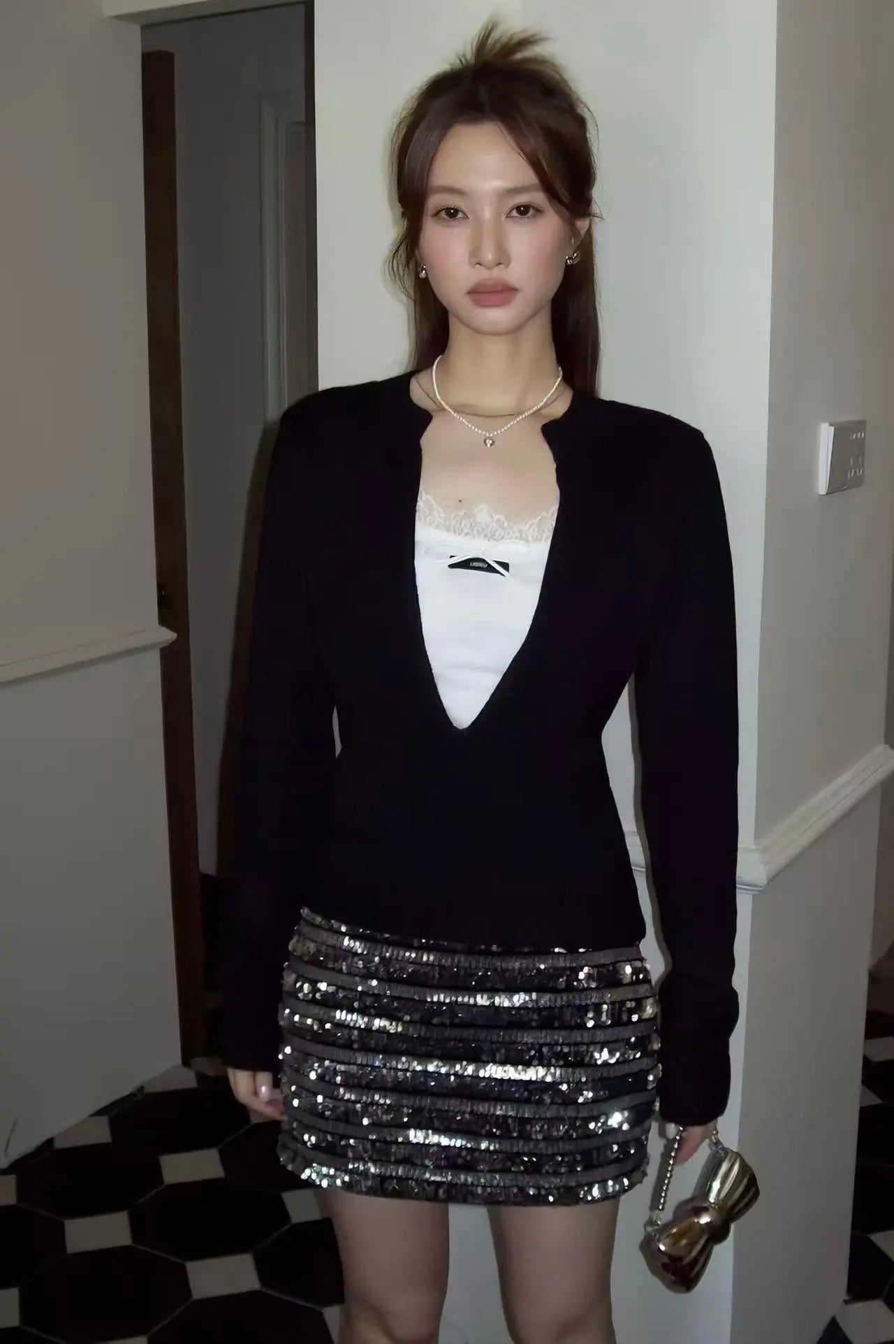 Two-Layer Illusion Knit Top - Velanocta