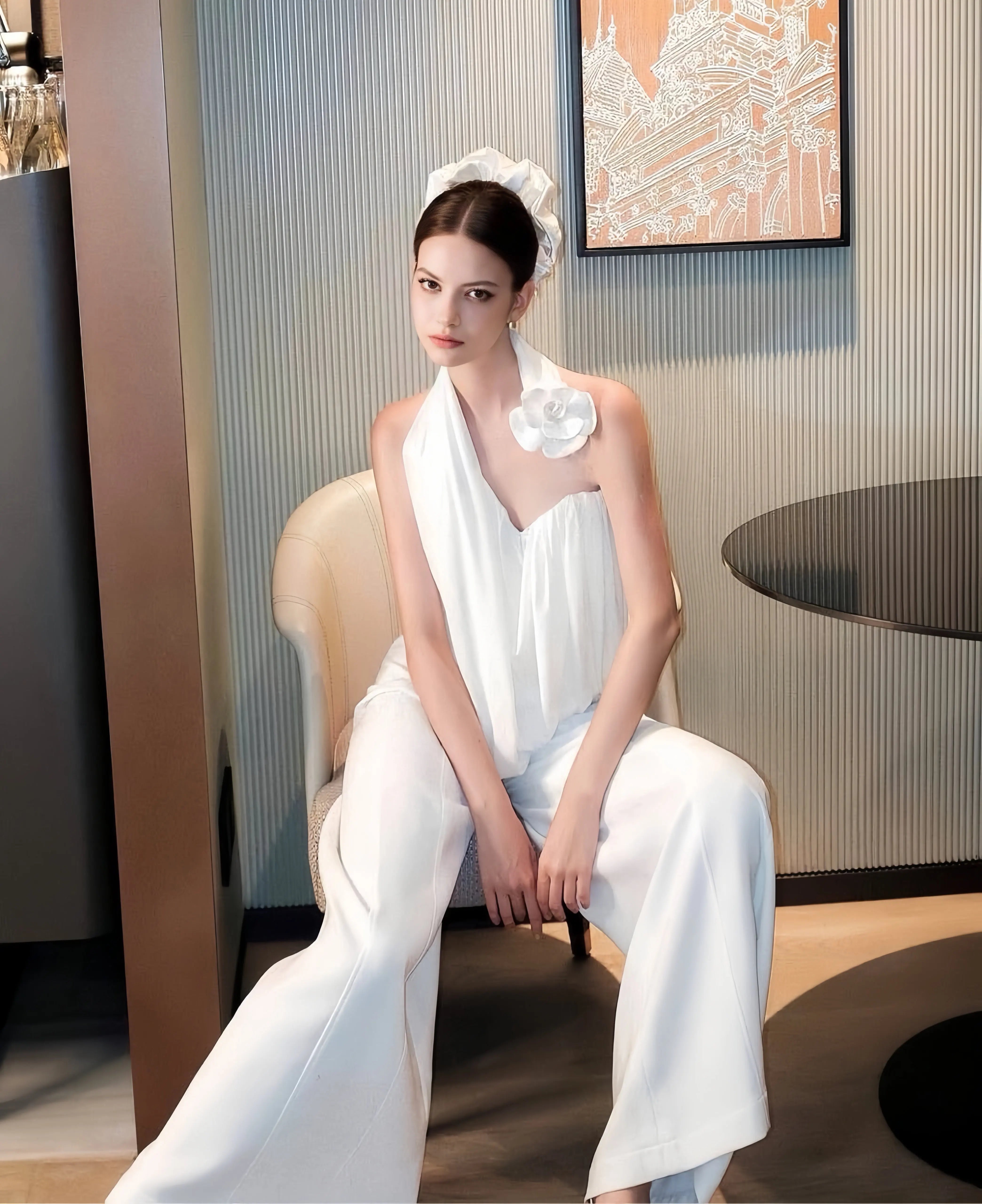 Draped One-Shoulder Petal Top - Velanocta