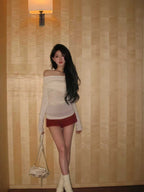 Off-Shoulder Draped Knit Top